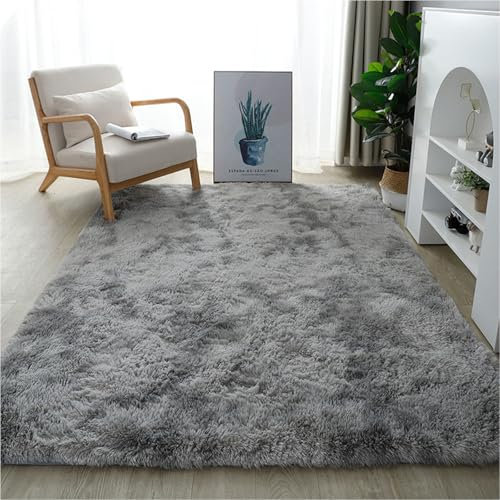 YUANWAN Hochflor Teppich Wohnzimmer 70 x 280 cm Anti-Rutsch Unterseite, Waschbar Weiche Teppiche Schlafzimmer Deko Teppich Langflor für Schlafzimmer, Wohnzimmer, Hellgrau