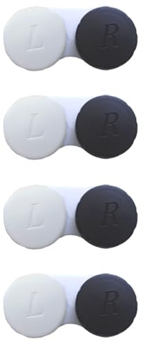 Smanzu 4 Pack Contact lens case Bulk Contact Lens Soak Storage Box Holder Container(Black)