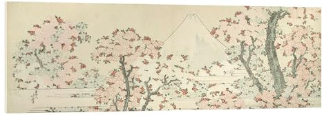 Posterlounge Berg Fuji mit Kirschblüten Acrylglasbild von Katsushika Hokusai 90 x 30 cm Wandbilder Wanddeko