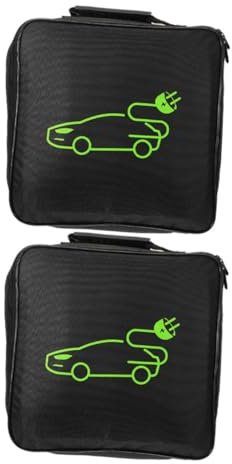 SOLUSTRE 2pcs Electric Car Charging Cable Storage Bag Ev Cable Case Car Accessories Black