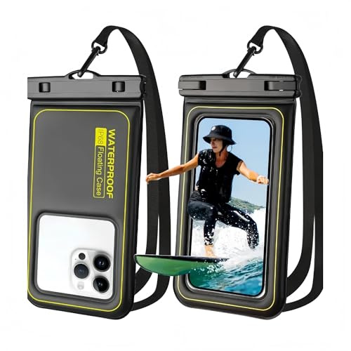 Azragon 2 Pack Floating Waterproof Phone Pouch, IPX8 Phone Dry Bag with Lanyard, Beach Holiday Essentials Case for Swimming Snorkeling Surfing, Fits iPhone 17 16 Pro Max, Samsung S26 Ultra