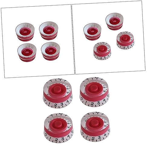 JEWEDECO 4stücke Knöpfe Für Effektpedale Rot Und Weiß Große Runde Kontrollknöpfe Gitarre Und Bass Für Austausch Von Lautstärkereglern Und Verstärkern