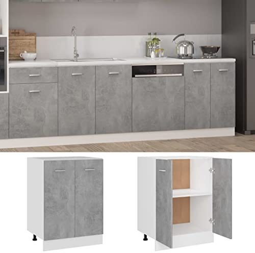 Armadietto Cucina Armadietto da Esterno Mobile per Cucina Mobiletto Bagno Salvaspazio - Armadio Inferiore Grigio Cemento 60x46x81,5cm Legno Multistrato per Cucina Esterno Camera Da Letto Bagno