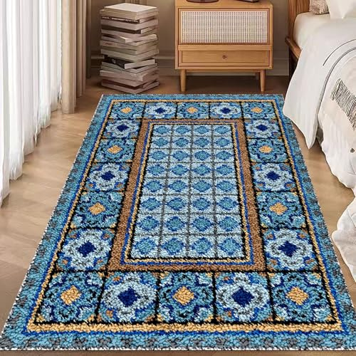 Laegnfho 61 x 87 cm Knüpfteppich Knüpf-Sets Zum Selber Groß Knüpfen für Erwachsene Latch Hook Kit DIY Knüpfset Häkelteppich Handwerk DIY Teppich Handarbeit Selbst Knüpfen Set