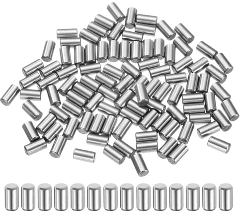 sourcing map 100 Stück 3 mm x 6 mm Dübelstifte, Lagerstahl, zylindrische Dübelstifte, Regalstützstifte, Stangenbefestigungselemente, Metallregalheringe +/-0,02 mm Durchmessertoleranz, Silberton