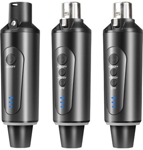 Pqahffowr 3PCS Wireless Microphone System XLR Microphone Converter Adapter 2.4GHz Transmitter Receiver for Condenser Dynamic Mic