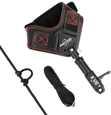 surwolf K7 Déclencheur pour Arc à poulies,Compound Release Aid,Dragonne Ajustable pour Chasse à l'arc à poulies (Noir)