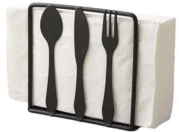 AIM & GGKK Serviettenhalter Schwarz Metall - Multifunktionaler Serviettenständer mit Besteckhalter (11,5x4,5x10,1 cm) - Robuster Tischorganizer für Servietten & Besteck