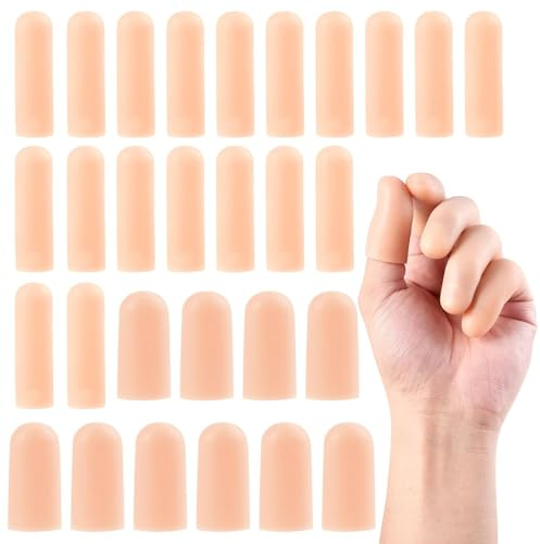 xolear 30 Pièces Protège-Doigts en Silicone, Doigtier Silicone, Protège-Doigts en Caoutchouc, Souples et Réutilisables, pour Blessé, Fissuré, Nail Art, DIY, Artisanat