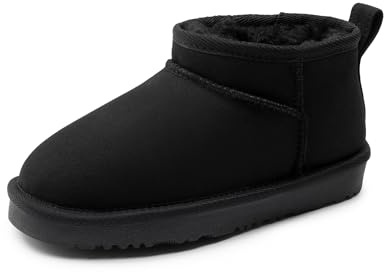 DREAM PAIRS flickor pojkar stövlar barn vinter ankel plysch fodrad varma snöskor barn korta stövlar för små barn/stort barn, Svart, 31 EU