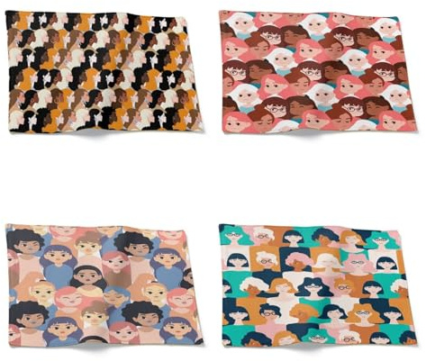 CEVAN Lino Tovaglietta Scuola Bambina Sottopiatti Colorati Personaggi dei Cartoni Animati Set di 4, Economici Tovagliette Tessuto 32x42cm