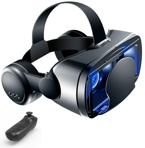 Gafas VR, Gafas de Virtual Reality 3D, VR Gafas con Controlador Bluetooth, Compatibles con Dispositivos Android y iPhone 4,7-7,2 Pulgadas, para niños y Adultos(B)