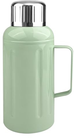 Amdoticknpf Thermosflasche 1500ml, Thermoskanne, Isolierte Wasserflasche, Isolierte Trinkflasche aus Edelstahl mit Trinkbecher und Griff, BPA Frei, für heiße Getränke, Kaffee, Tee (Grün)