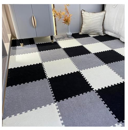 GDHKDDFL Losetas de moqueta de Felpa, 4 Alfombrillas de Juego con Rompecabezas, baldosas Alfombra, Felpa, tapetes Espuma entrelazados, tapete Yoga, 11.8 y 23.6 Pulgadas