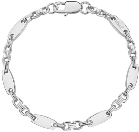 DJADEE Herren Armband Silber 750 vergoldet Premium Edelstahl 316L Plattenarmband 5/8/10/12 mm Wasserfest Hypoallergen Hochglanzpoliert Geschenk Männer Halskette 18 Karat gestempelt
