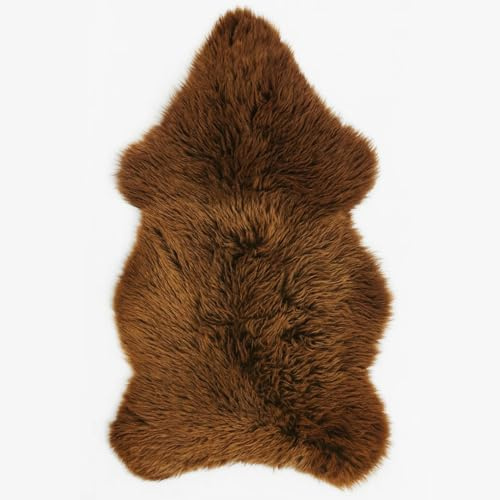 Provellus Auténtica piel de oveja ecológica marrón natural, claro (grizzly) y oscuro, 90 – 110 cm