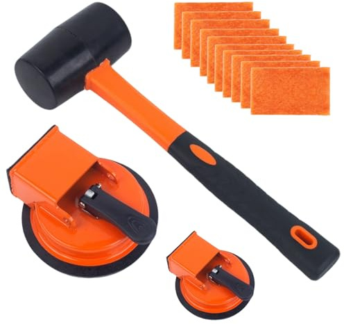 BRGD Bodenspalt Reparaturwerkzeug mit Gummihammer, Ergonomischer Bodenritzen Greifer mit Saugnapf für Hartholz, Fliesen und Laminatoberflächen