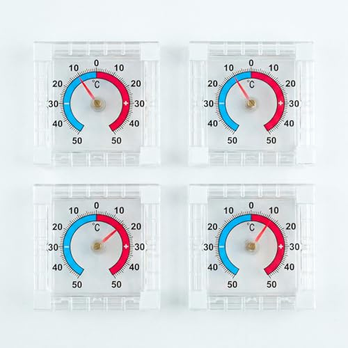 Jiujuda9 4 Stycken Självhäftande Utomhustermometer Fönster Termometer, + – 50 °C Väderbeständig Utomhustermometer För Trädgård Inomhus