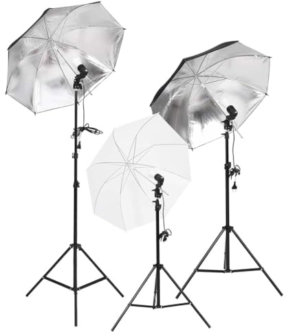 Sophrelle Set de iluminación de Estudio con trípodes y sombrillas Blanco,190233