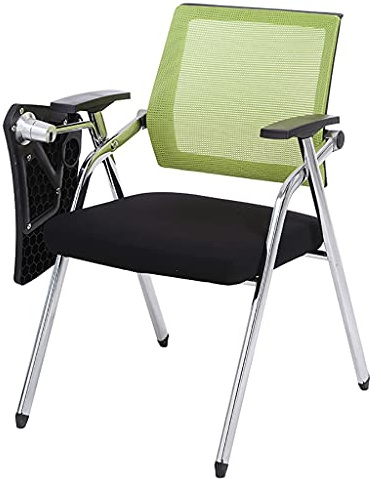Ergonomisk grön surfplatta armstol för studenter, stapelbara hopfällbara kontorsstolar för konferensrum och kontor med bekvämt ryggstöd