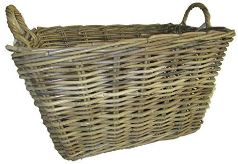 fantasie d oriente Cesto Porta Legna Vimini CM 60X48X32/42 Intrecciato con Robusto GIUNCO