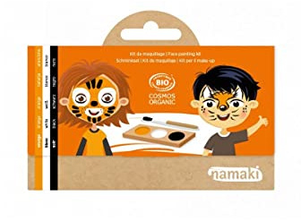 Namaki-110045 3 Farben Tiger & Fuchs Make-up Kostüm Bio & Vegan, 110045, Orange, Weiß, Schwarz