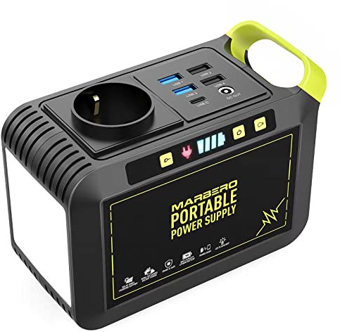 MARBERO 88Wh Centrale Elettrica Portatile 24000mAh Campeggio Generatore di Corrente Power Bank con Presa CA 120W Max 220V CA, CC, USB QC3.0, Torcia LED per CPAP Casa Campeggio Emergenza Backup