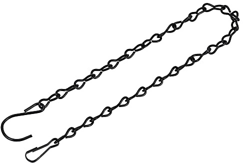 sourcing map Hanging Chains 50cm Extension Link with S Shaped Hooks for Plant Basket Lantern Ornament, Black Pack of 2