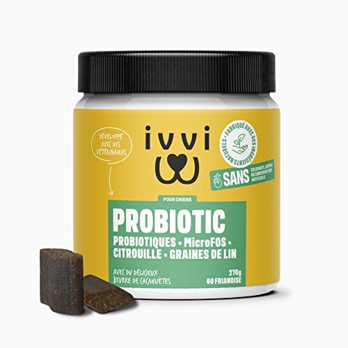 ivvi PROBIOTIC Hunde Probiotika als Leckerli - Hund Darmflora aufbauen, verbesserte Verdauung & Immunsystem - 60 leckere Snacks (270g) mit Erdnussbutter