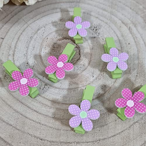 Sindy Bomboniere 78 pz segnaposto Comunione Mollette Legno Fiori Lilla e Rosa (mollette Fiori)