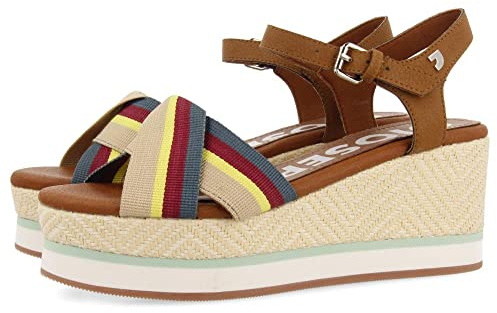 GIOSEPPO Sandalias Color Cuero con Cintas de Colores y Plataforma para Mujer guaduas