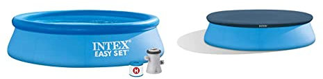 Intex - 28122NP - Kit Piscinette Easy Set Autoportante (Ø) 3,05 X (H) 0,76M & 58938 - Jeu de Plein Air et Sport - Bâche pour Piscines Tubulaire ou Gonflable Ronde - 3,05 m