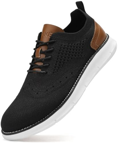 SVNKE Zapatos Oxford de vestir casuales para hombre, transpirables, de punto, para ocio, a la moda, ligeros, cómodos, para caminar, Negro -, 47 EU