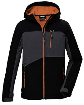 killtec Bambini e ragazzi Giacca softshell/giacca da esterno con cappuccio KOW 367 BYS SFTSHLL JCKT, schwarz, 128, 42198-000
