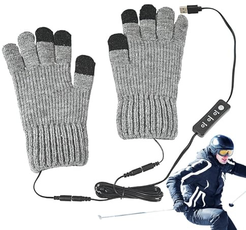 USB-uppvärmda handskar, elektriska stickhandskar med USB-plug-in värmare | Uppvärmda skrivhandskar, 3 temperaturinställningar Vinter termiska handskar för kallt väder för körning, där