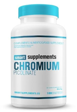 SMART SUPPLEMENTS - Picolinato de Cromo - 100 Cápsulas - Quemagrasas - Ayuda al Metabolismo Normal de Macronutrientes - Regula Glucosa en Sangre - Control de Apetito - Regulación de Azúcar