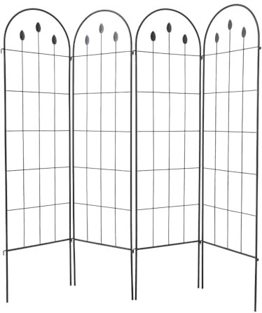 Warmiehomy Garden Trellis For Climbing Plants, Metal Climbing Stands For Outdoor Climbing Plants, Vegetable, Fruit & Flowers Supports, Flowerpot Trellis Fence For Patio Lawn Decor, 4 Panels, 40*150CM