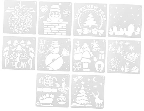 VILLCASE 10stücke Hohlmalvorlage Für Junge Mädchen Weihnachtsmalvorlage Aus Kunststoff Diy Zeichenvorlage Malerei Form Weiß