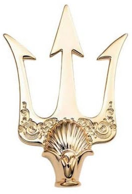 Spilla a forma di Tridente Poseidone Dio in Acciaio Dorato, 5 x 3,5 cm, Acciaio Inox, 5 x 3,5 cm, Acciaio inossidabile