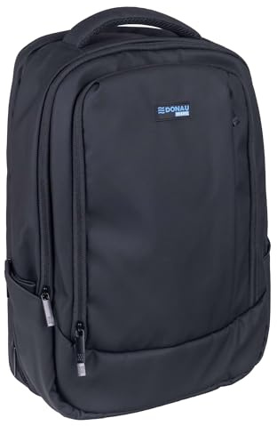 DONAU TRAVEL Mochila para portátil Berlin Business/Para portátiles de hasta 15,6 pulgadas / 16 l/Impermeable/Cable con puerto USB/Negra/Mochila de viaje ideal para viajes, ciclismo