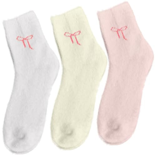 DIPZO Kvinnor Mysstrumpor, 3-Pack, Vintervarma, Mjuka Tjocka Halkfria Toffelstrumpor, EU 37-41
