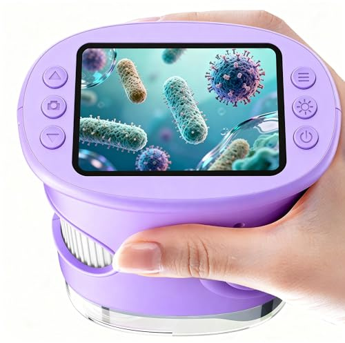 1000X Digital Mikroskop für Kinder Lupe: Handy Taschenmikroskop mit 2.0 IPS Bildschirm & 8 LED Licht - Geschenk ab 3-8 8-12 Jährige - Mini Magnifying Glass - Kids Gartenspielzeug Lila