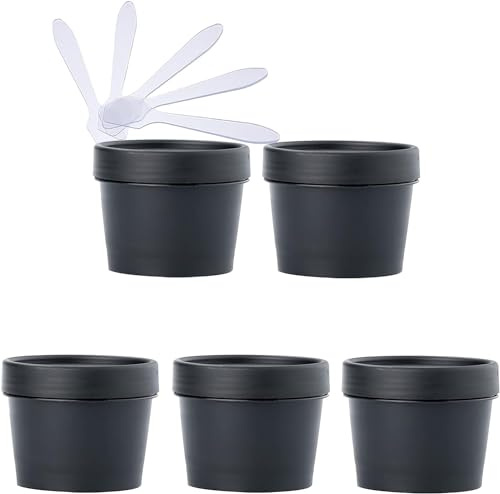 kosmetikburk, 5 st 200 ml Rosa mask blandningsskål Tomma g plastförvaringsburkar med innerfoder for förvaring Kroppshandcreme Gel 5X spatel