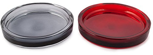 pajoma Lot de 2 assiettes à bougie « Dusty », gris et rouge, Ø 12 cm