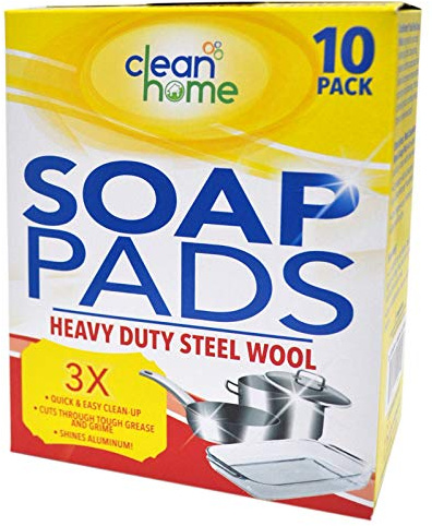 Clean Home Heavy Duty Steel Wool Soap Pads 10 Pack