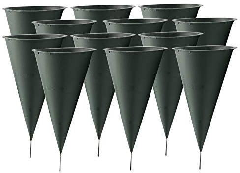 Royal Imports Cemetery Vases for Grave with Spikes Flowers Holder Decorations for Cemetery, Outdoor Memorial Markers, Floral Plastic Pot with Metal Ground with Stakes, Large, Set of 12