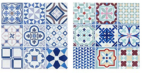 Set 2 Dessous de Plat Rétro 2, Motifs Carreaux de Ciment, Longueur 20 cm