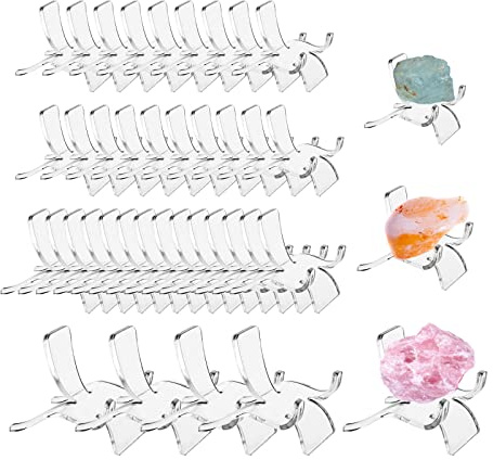 CDIYTOOL 50 Stück Acryl-Dreieck-Präsentationshalter, transparenter Kunststoffplattenhalter, mineralischer Achat, Fossil Korallen-Display-Ständer, Bilderrahmenhalter für Heimdekoration, 3 Größen