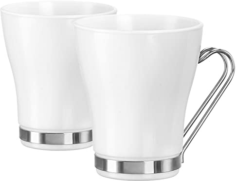 Bormioli Rocco Aromateca Oslo - Tazze da cappuccino in vetro temperato, resistenti al calore, 235 ml, colore: bianco, confezione da 8