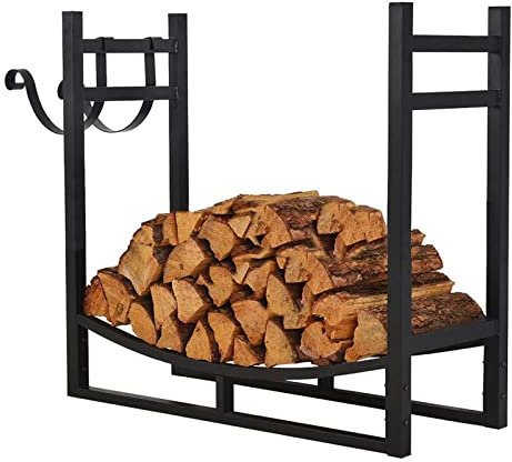 WORDFUN Range Bûches De Bois De Chauffage, Support À Bois De Chauffage, Support Étagère À Bois De Cheminée, Rangement pour Bûches, Intérieurs Et Extérieurs